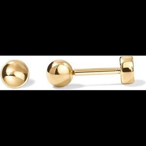 14K Gold Plated Solid 925 Sterling Silver Post Ball Stud Flat Back Earrings
